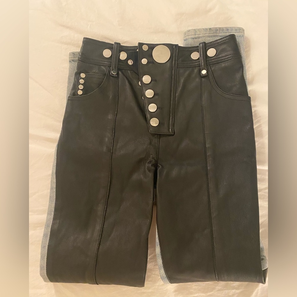 Excellent condition Alexander Wang high waisted leather and denim pants.